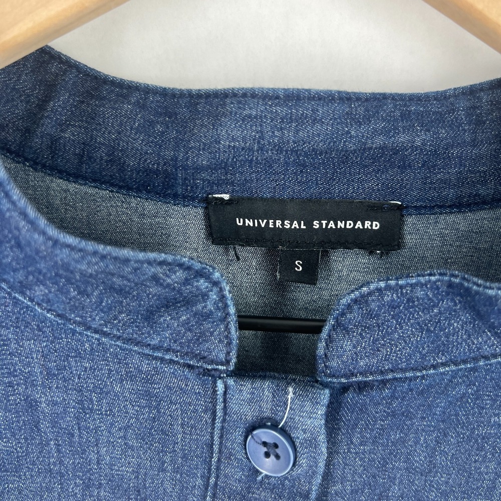 Universal Standard Hannah Shirt Dress Womens 14/16 Blue Cotton‎ Stretch Casual - Picture 3 of 13